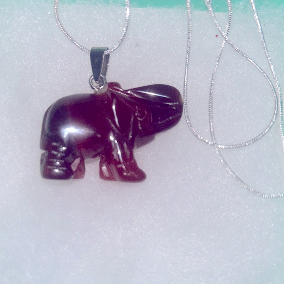 Hippie Boho Carnelian Agate Crystal Elephant Silver 24” Neck… - Picture 2 of 6